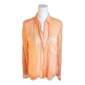 Cloth & Stone Lightweight Women's Peach Casual Boho Beach Rayon Blouse Shirt‎ S
